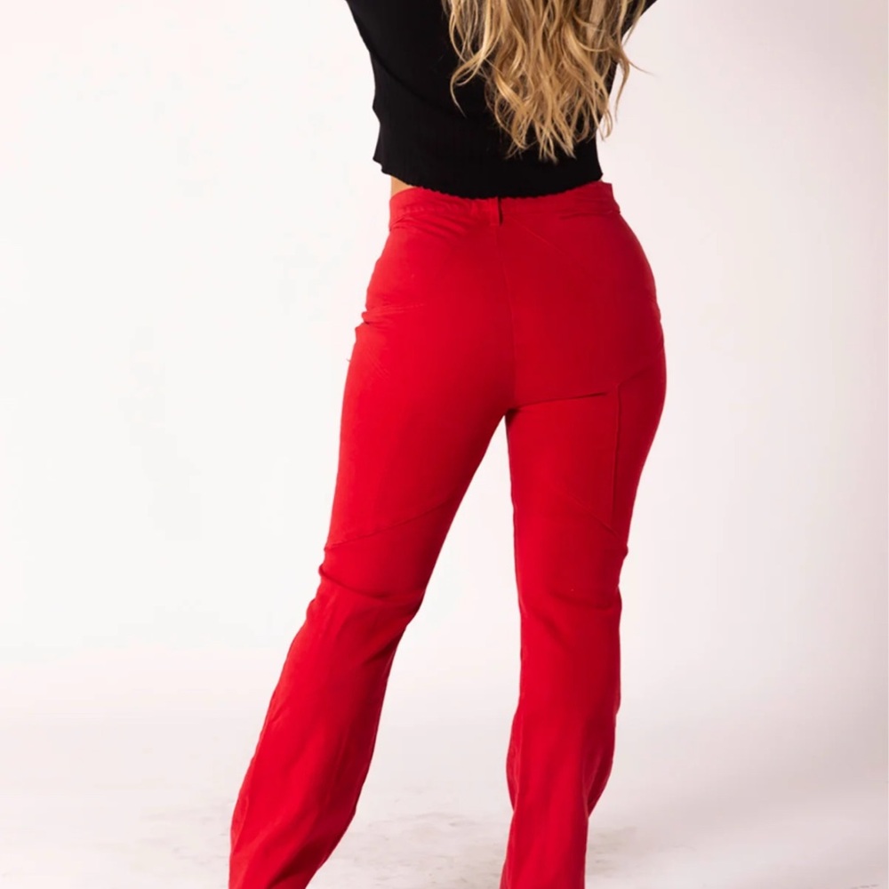 REVICE Red Flare Wide Leg Jeans